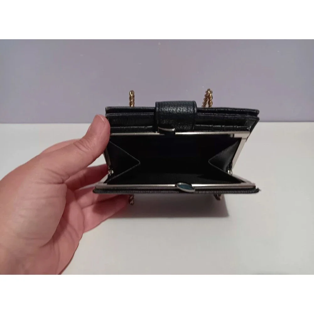 Wallet Bi-fold Black Genuine Leather Tab Snap Closure 5